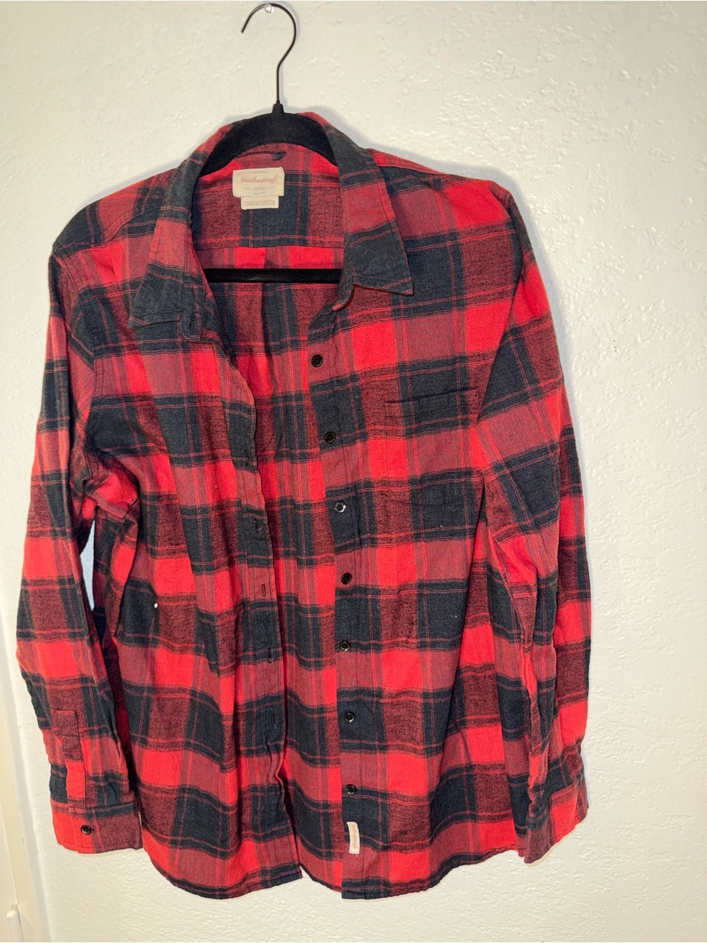 Weatherproof Red and Black Plaid Button-Down Shirt